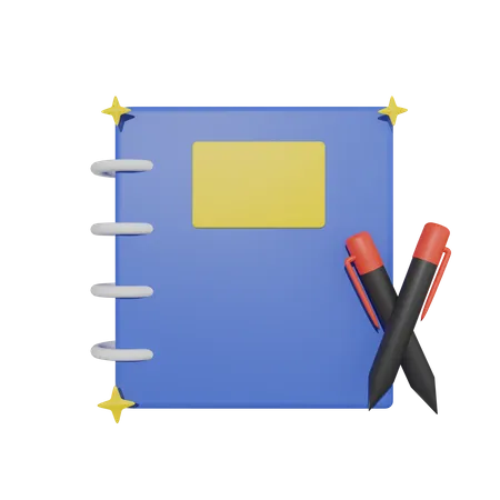 Notebook And Ballpoint  3D Icon