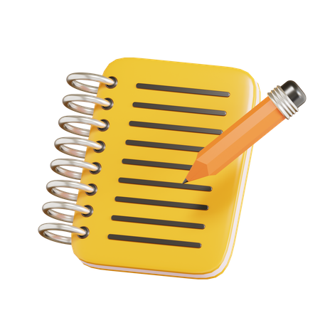 Notebook and Pencil  3D Icon