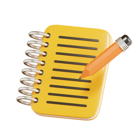 Notebook and Pencil  3D Icon