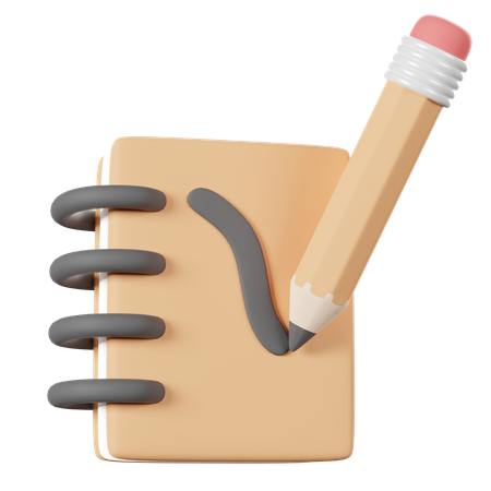 Notebook and Pencil  3D Icon