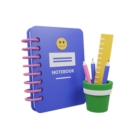 Notebook & Pencil box  3D Icon