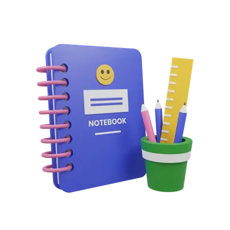 Notebook & Pencil box  3D Icon