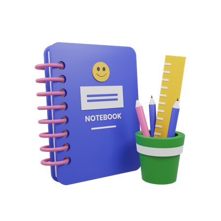 Notebook & Pencil box 3D Icon