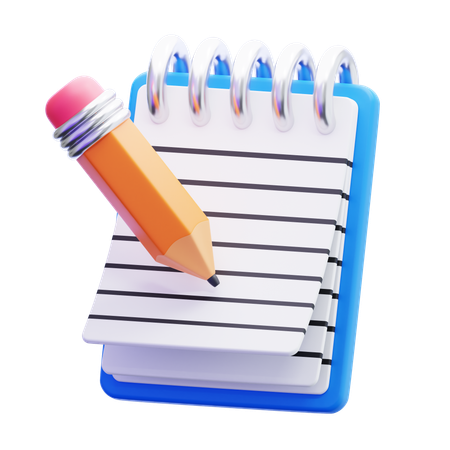Notebook with Pencil  3D Icon