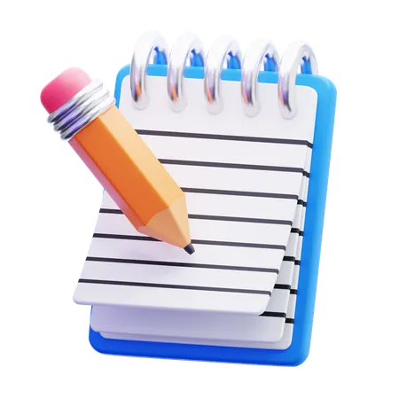 Notebook with Pencil  3D Icon
