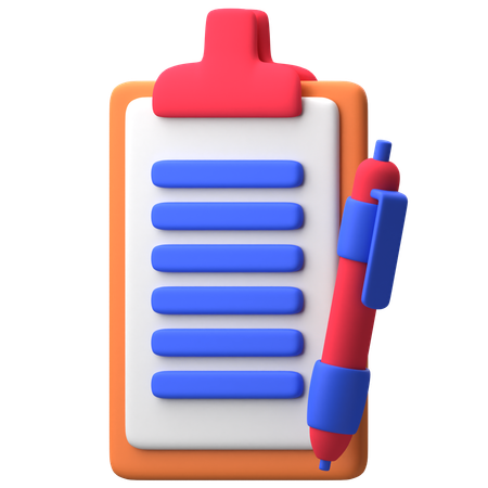メモ帳とペン  3D Icon