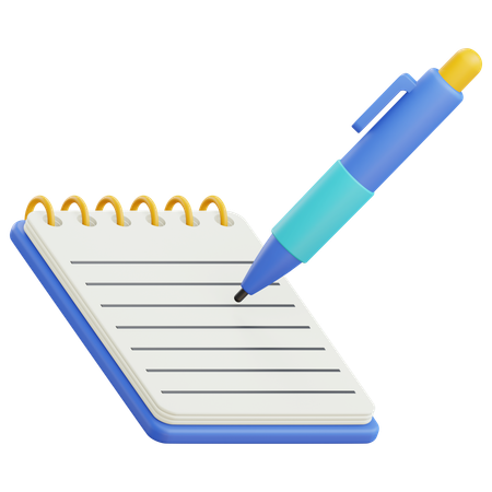 Notepad And Ballpoint  3D Icon