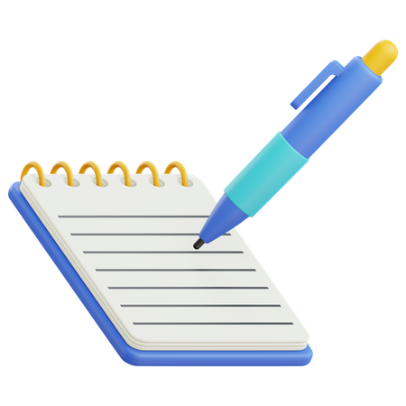 Notepad And Ballpoint  3D Icon