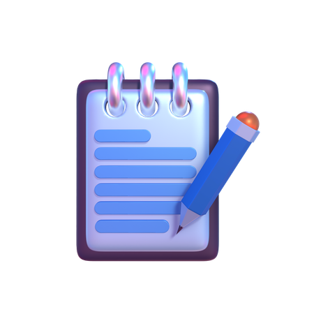 Notepad And Pencil  3D Icon