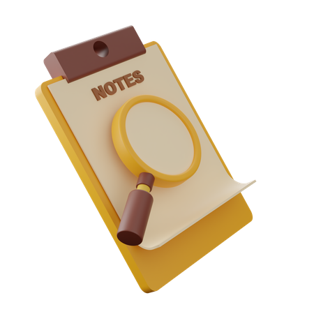 Notepad with Magnifying glass  3D Icon