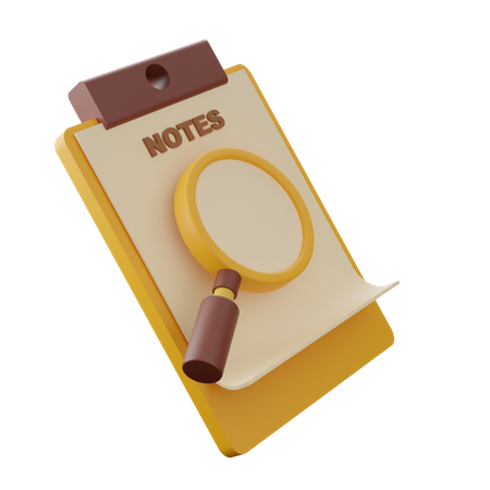 Notepad with Magnifying glass 3D Icon