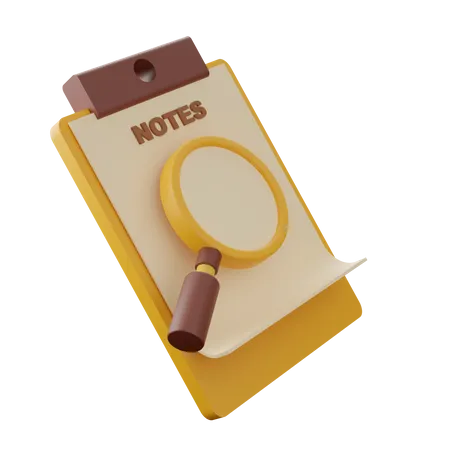 Notepad with Magnifying glass  3D Icon