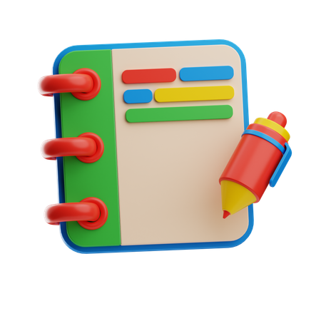 Notepad With Marker  3D Icon