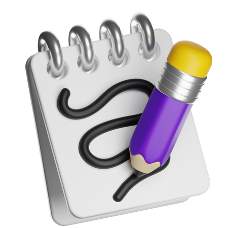 Notepad With Pencil  3D Icon