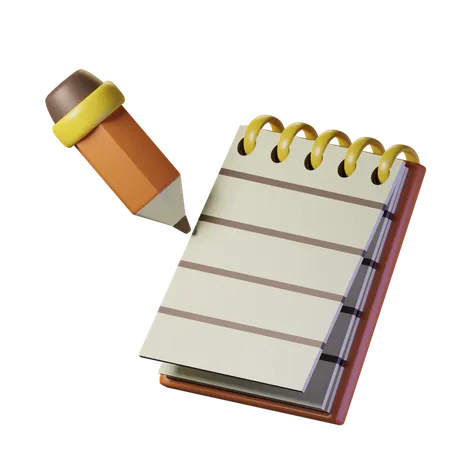 Notes And Pencil With An Orange Theme 3 D Illustration High Resolution 3D Icon