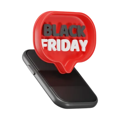 Telefone Com Notificacao De Black Friday 3D Icon
