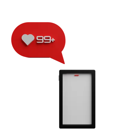 Notificação de curtidas em mídias sociais  3D Icon