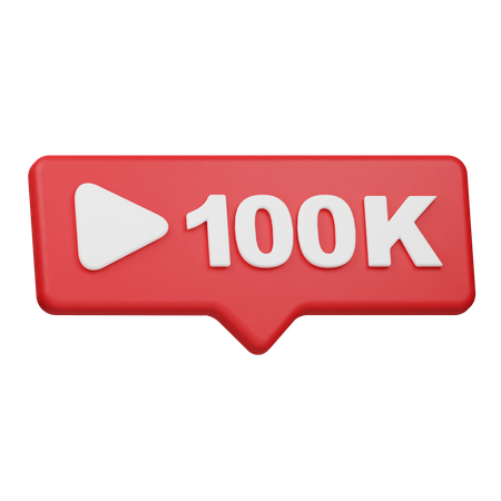 Notificación de 100k reproducciones  3D Icon