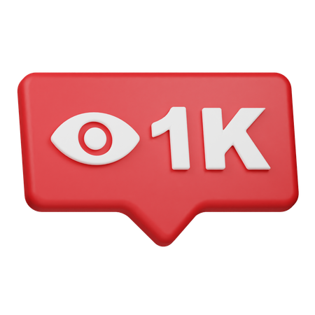 Notificación de 1k vistas  3D Icon