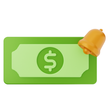 Notificación de dinero en dólares  3D Icon