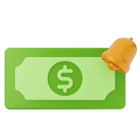 Notificación de dinero en dólares  3D Icon