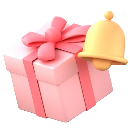 Present Box With Bell Illustration In 3 D Design 3D Icon