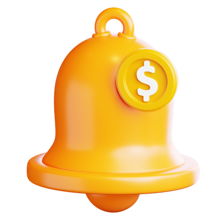 Notification Bell With Coin  3D Icon