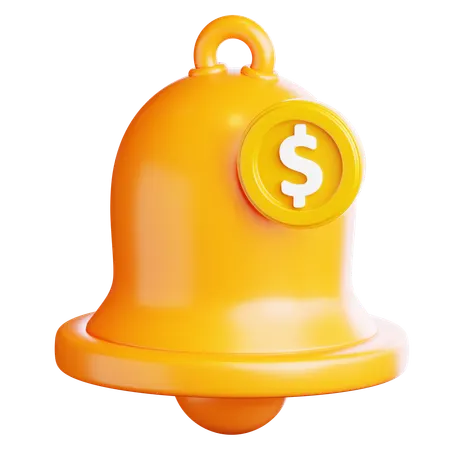 Notification Bell With Coin  3D Icon