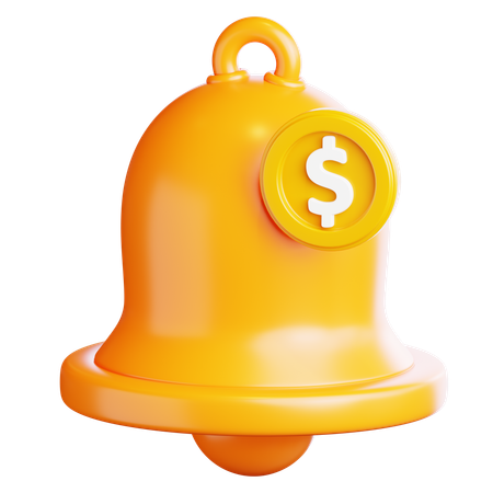 Notification Bell With Coin  3D Icon