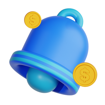 Notification Bell With Coin Symbol  3D Icon