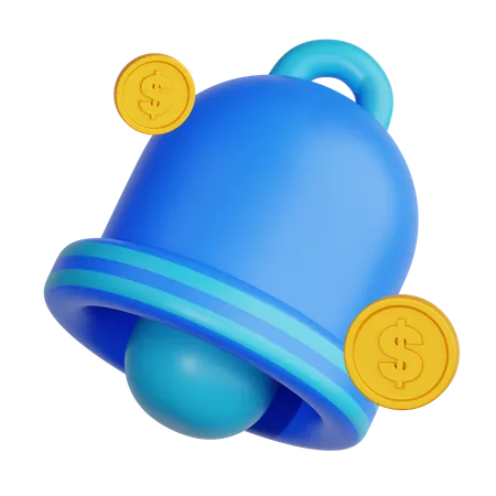 Cloche de notification avec symbole de pièce de monnaie  3D Icon