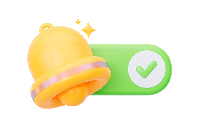 Yellow Bell With Activating The Button Inclusions 3D Icon