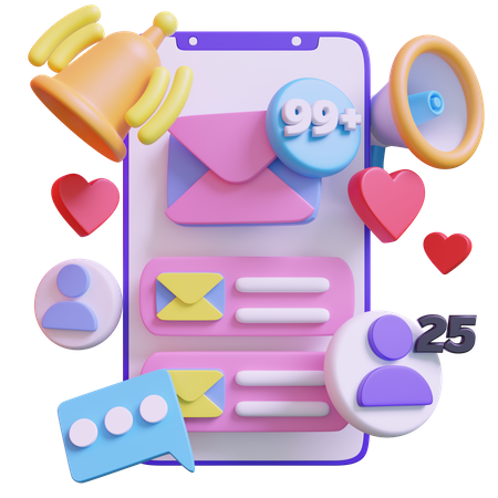 Notification sur les réseaux sociaux  3D Icon