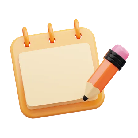 Notiz und Bleistift  3D Icon