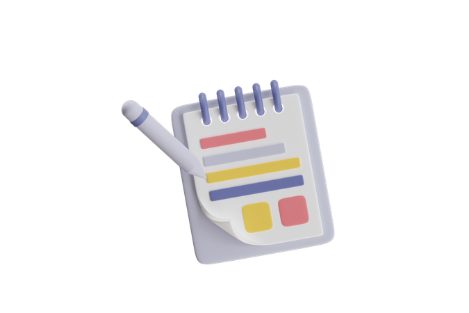 Notiz und Stift  3D Icon