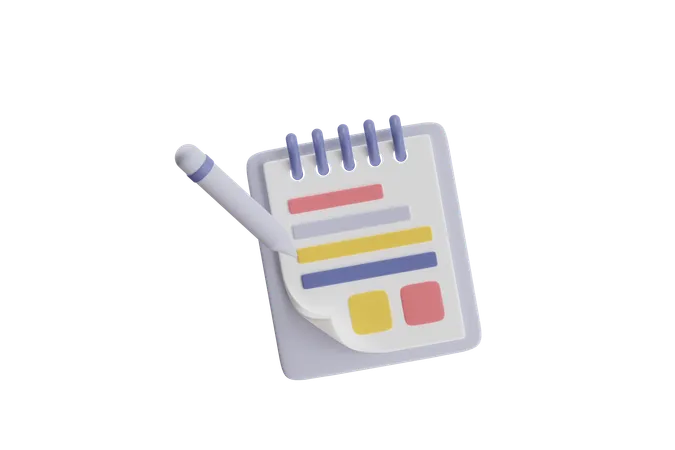 Notiz und Stift  3D Icon