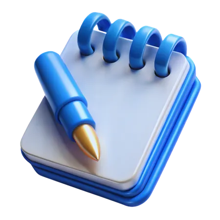 Notizblock und Stift  3D Icon