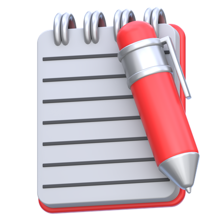 Notizblock und Stift  3D Icon