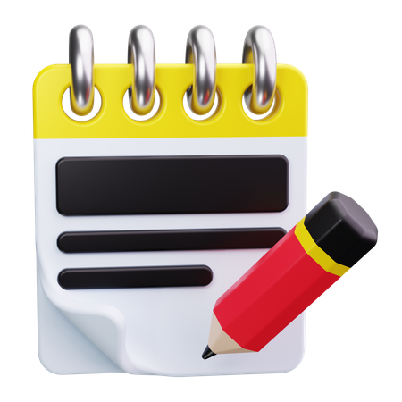 Notizbuch mit Bleistift  3D Icon