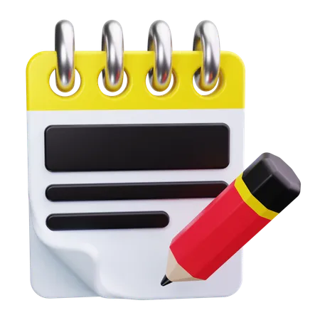 Notizbuch mit Bleistift  3D Icon