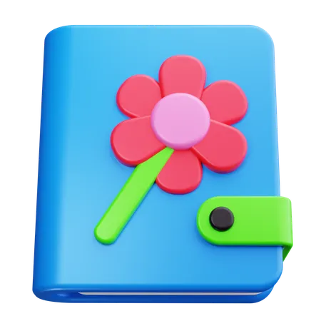 Notizbuch mit Blumenmotiv  3D Icon