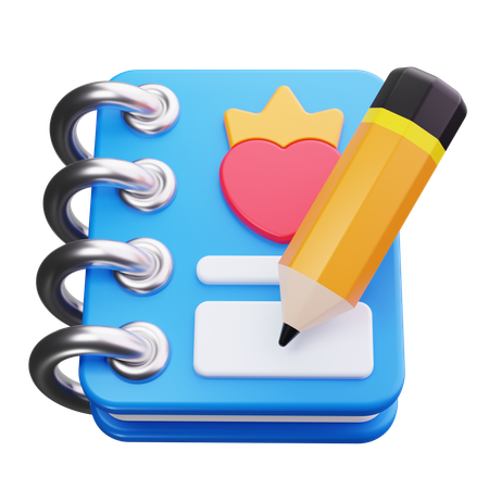 Notizbuch mit Herz-Design  3D Icon