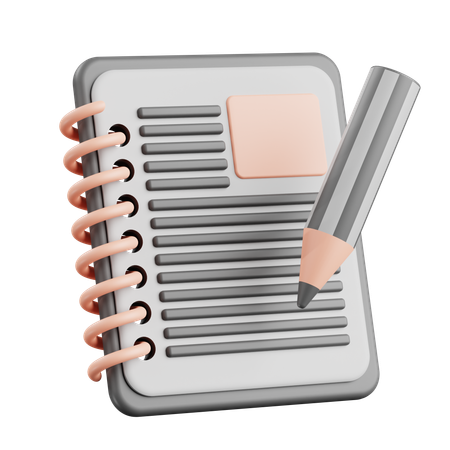 Notizbuch mit Bleistift  3D Icon