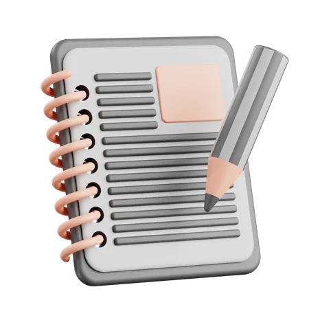 Notizbuch mit Bleistift  3D Icon