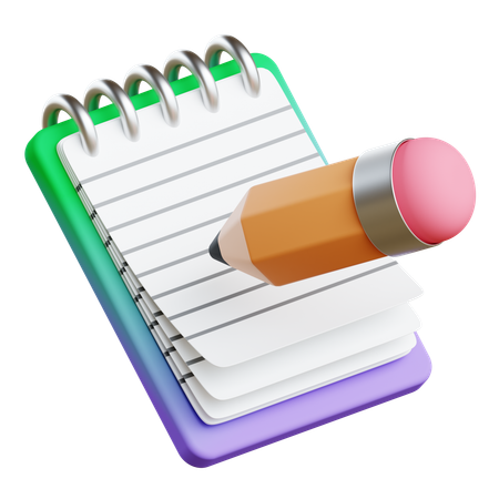 Notizbuch mit Bleistift  3D Icon