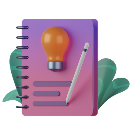 Notizbuch und Bleistift  3D Icon