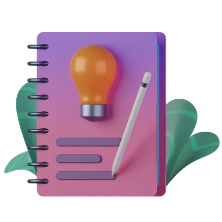 Notizbuch und Bleistift  3D Icon