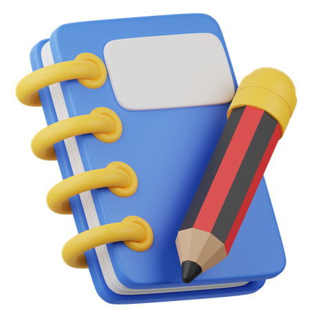 Notizbuch und Bleistift  3D Icon