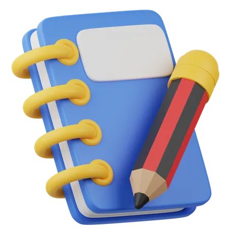 Notizbuch und Bleistift  3D Icon