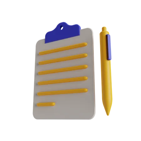 Notizbuch und Stift  3D Illustration